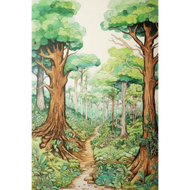 Peinture Forêt Maternelle, art mural décoration nature