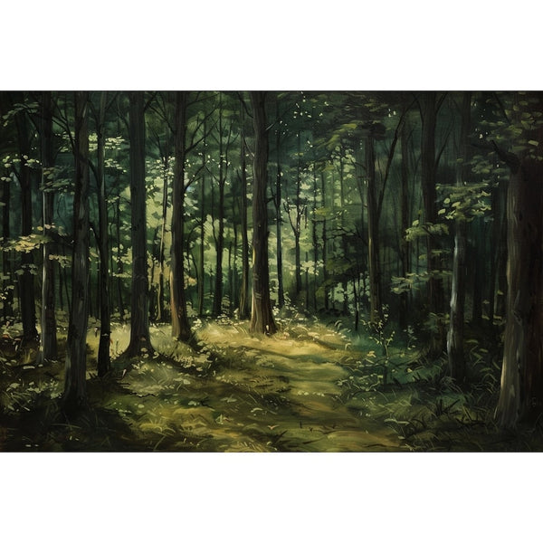 Peinture Forêt Sombre, art mural décoration nature