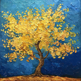 Peinture Ginkgo, art mural décoration nature