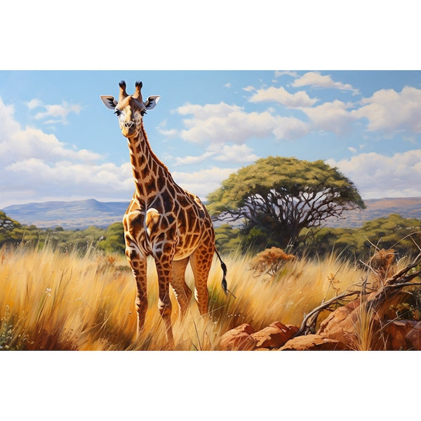 Peinture Girafe Afrique, art mural décoration nature