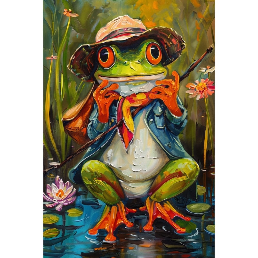 Peinture Grenouille Rigolote, art mural décoration nature