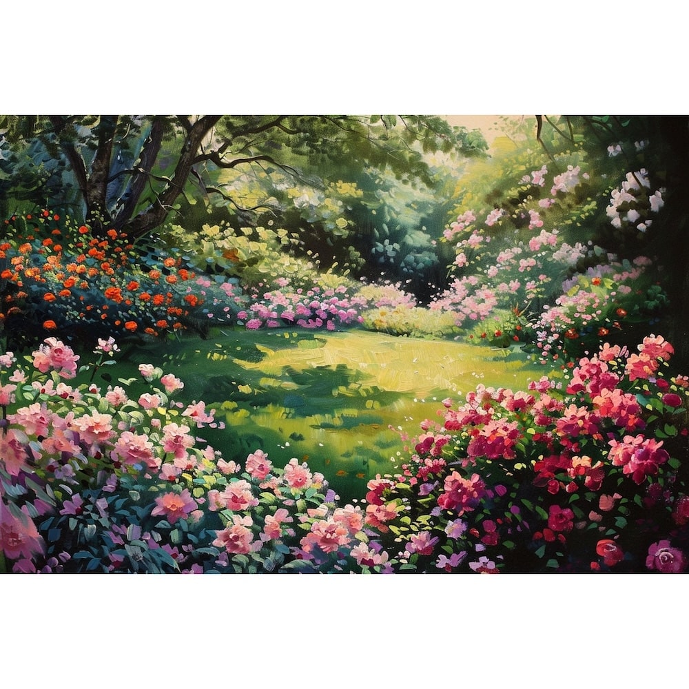 Peinture Jardin Fleuri, art mural décoration nature