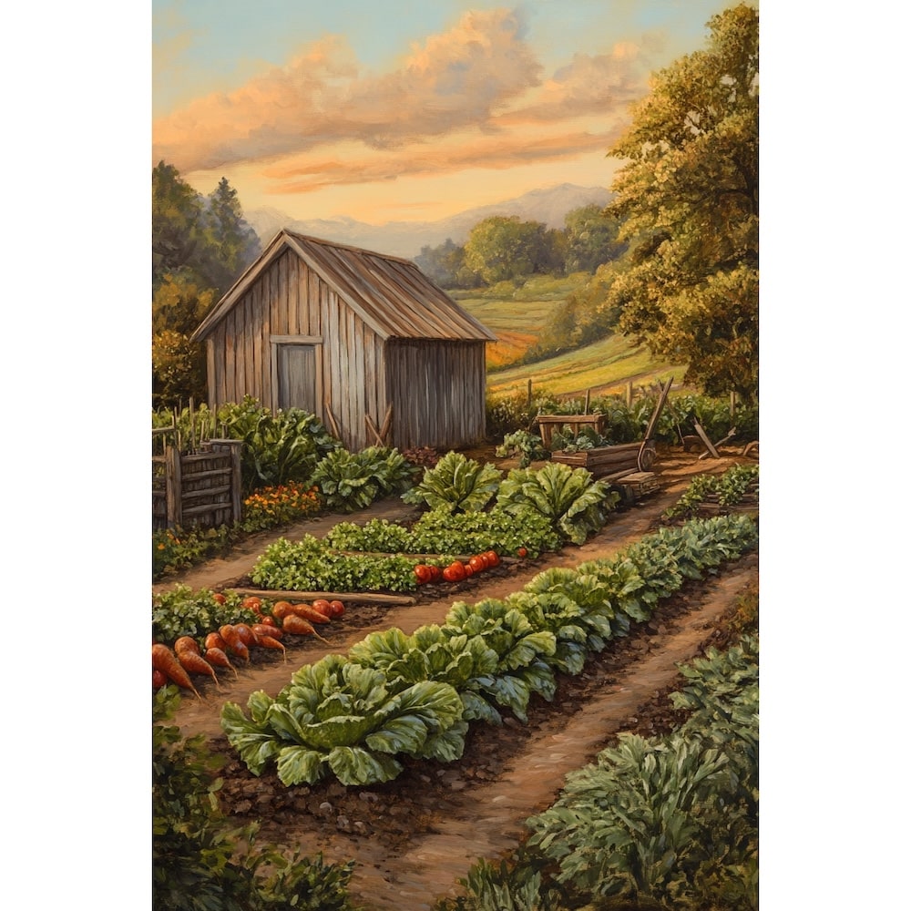 Peinture Jardin Potager, art mural décoration nature