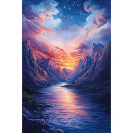 Peinture Jour et Nuit, art mural décoration nature