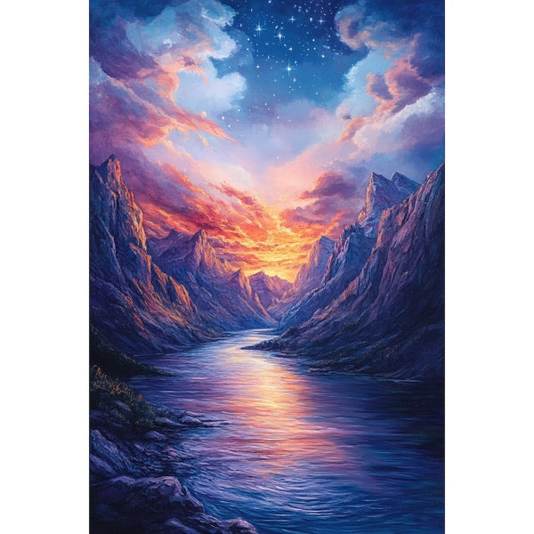 Peinture Jour et Nuit, art mural décoration nature