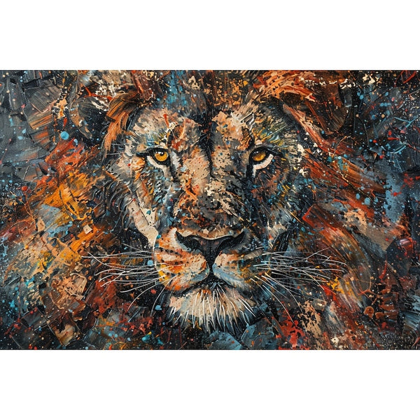 Peinture Lion Abstrait, art mural décoration nature