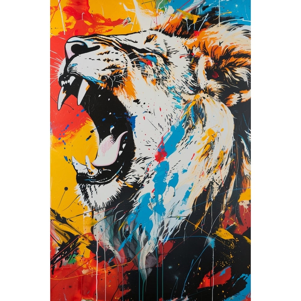 Peinture Lion Pop Art, art mural décoration nature