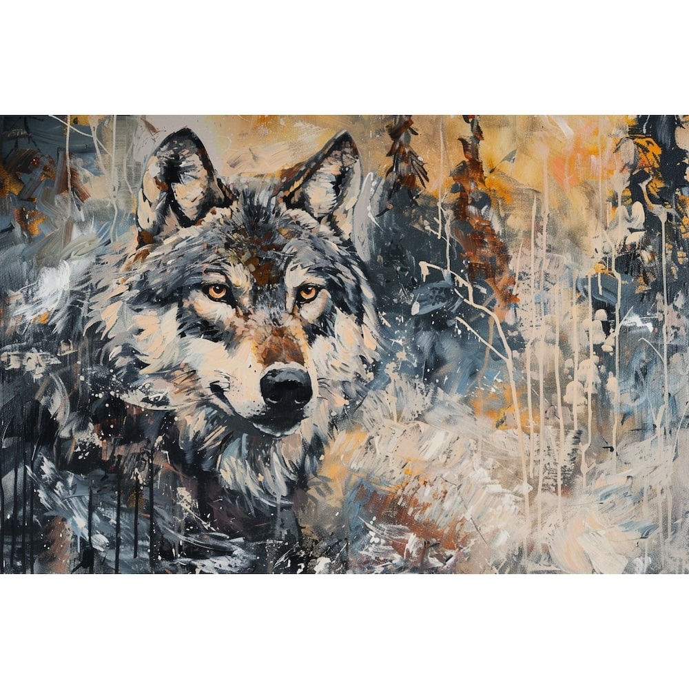 Peinture Loup Abstrait, art mural décoration nature