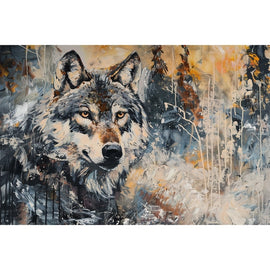 Peinture Loup Abstrait, art mural décoration nature