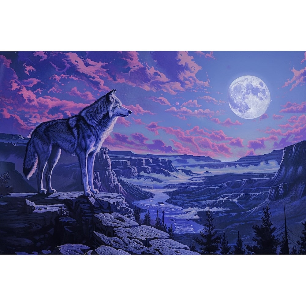 Peinture Loup Moderne, art mural décoration nature