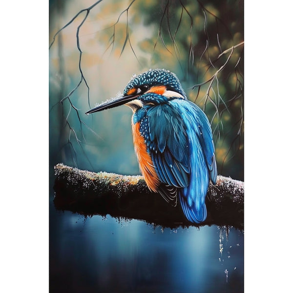 Peinture Martin Pêcheur, art mural décoration nature, vue 2