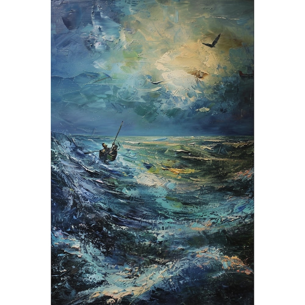 Peinture Mer Houleuse, art mural décoration nature