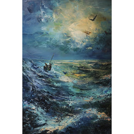 Peinture Mer Houleuse, art mural décoration nature