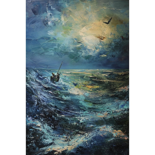 Peinture Mer Houleuse, art mural décoration nature