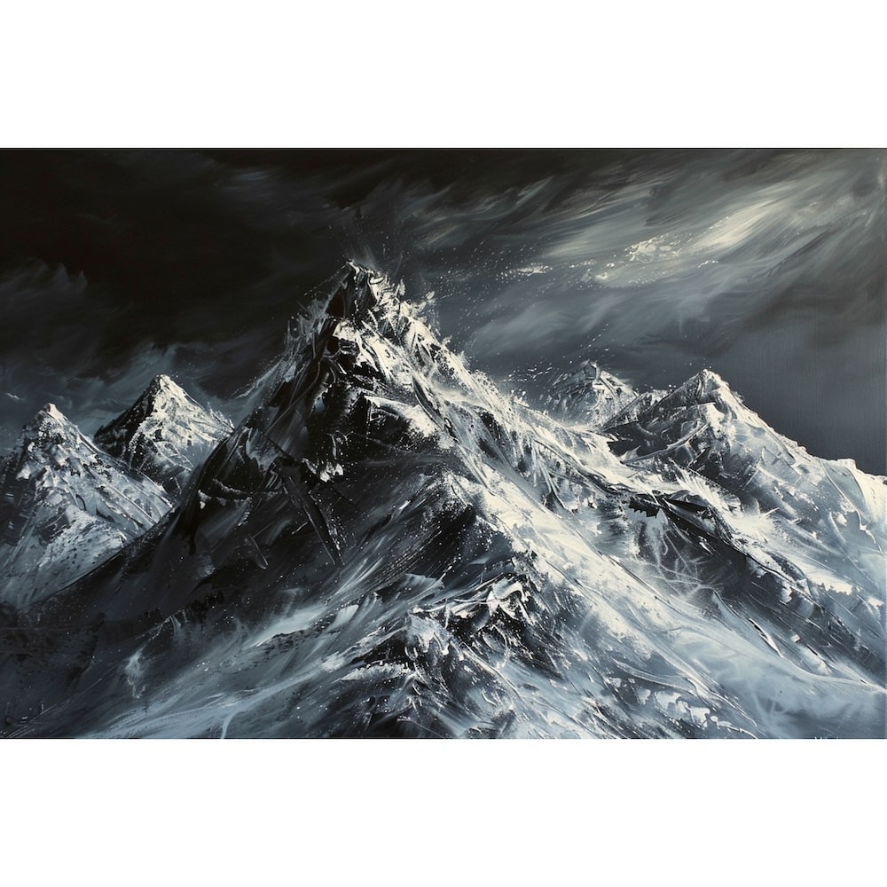 Peinture de Montagne Noir Et Blanc