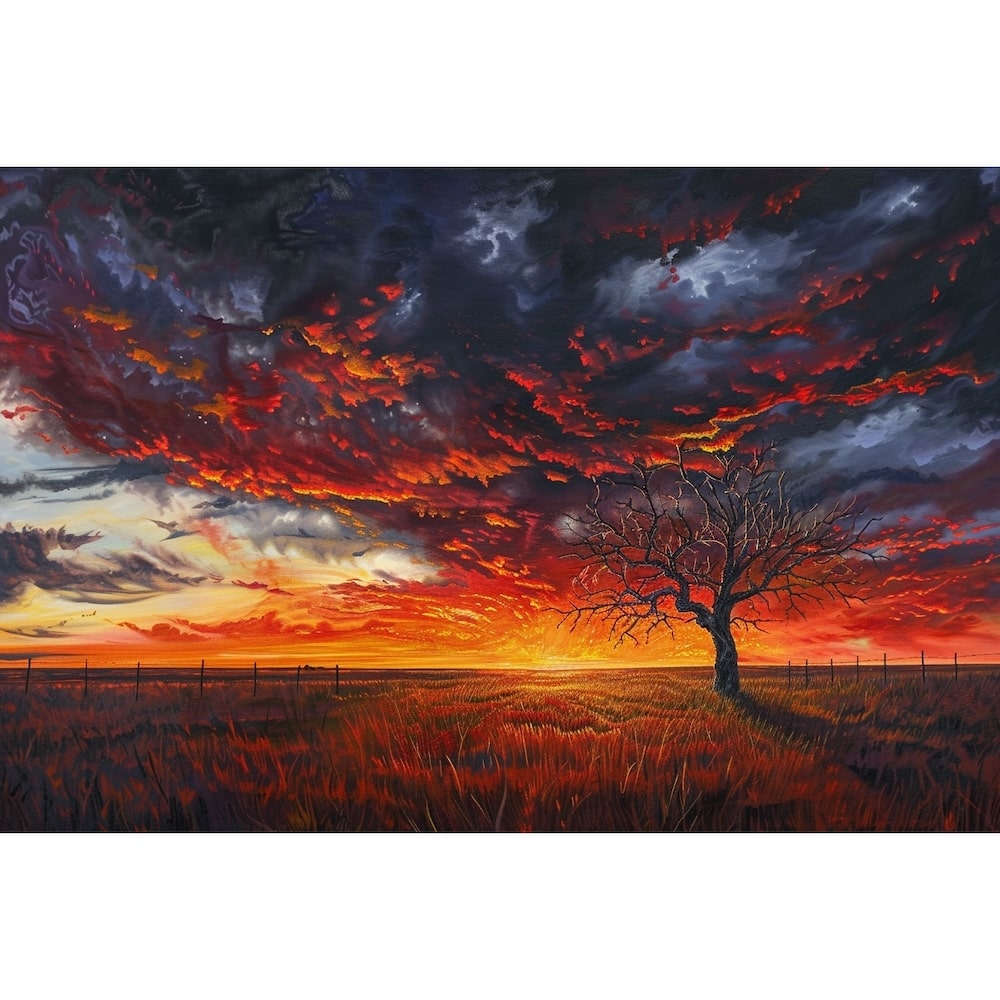 Peinture Nuage Coucher de Soleil, art mural décoration nature