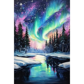Peinture Nuit Polaire, art mural décoration nature