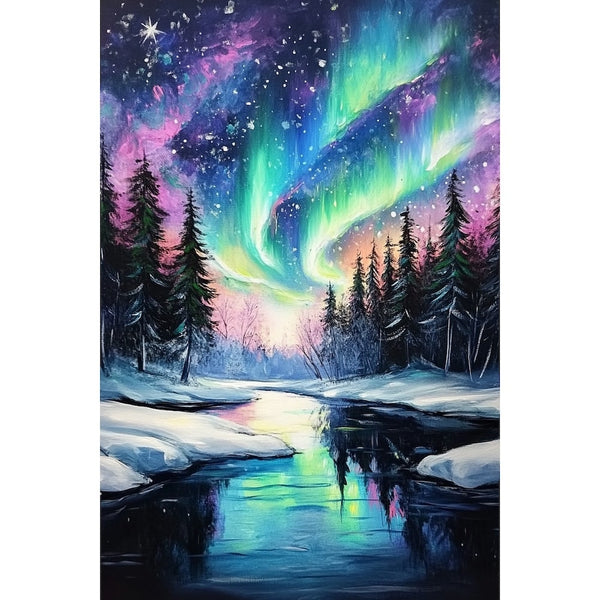 Peinture Nuit Polaire, art mural décoration nature