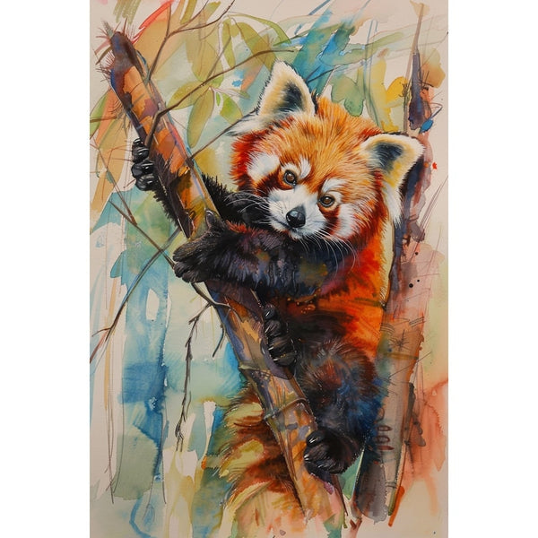 Peinture Panda Roux, art mural décoration nature