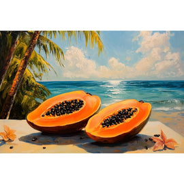 Peinture Papaye, art mural décoration nature