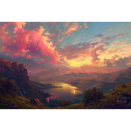 Peinture Paysage Coloré, art mural décoration nature