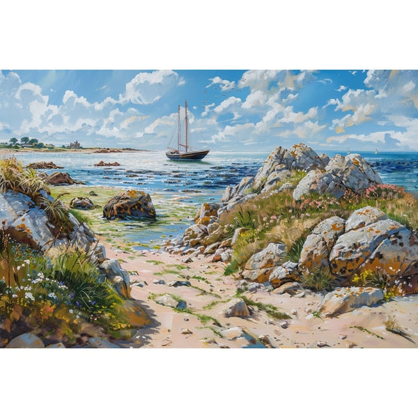 Peinture Paysage Marin Breton, art mural décoration nature