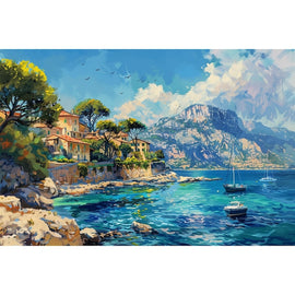 Peinture Paysage Marin Méditerranée, art mural décoration nature