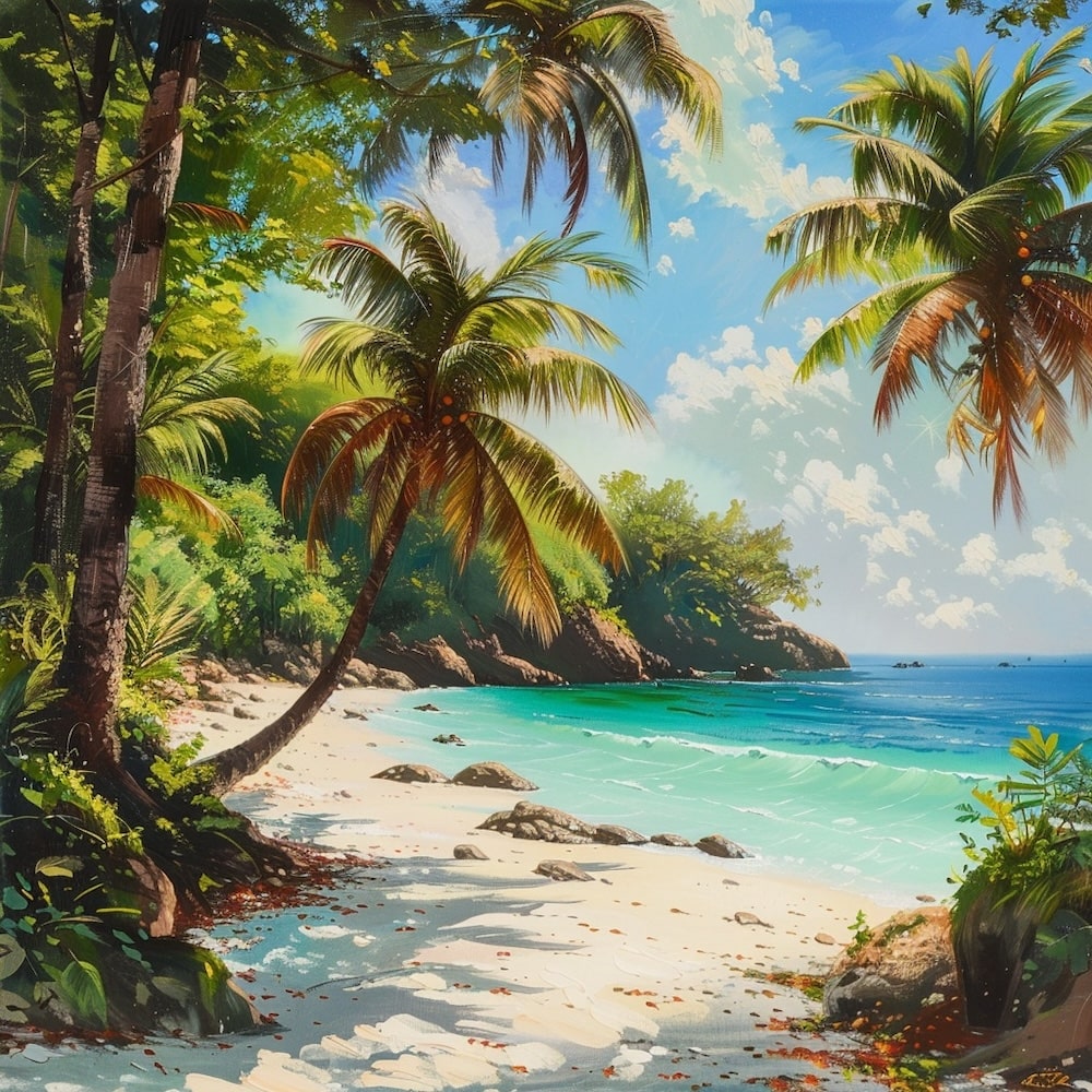 Peinture Paysage Paradisiaque, art mural décoration nature