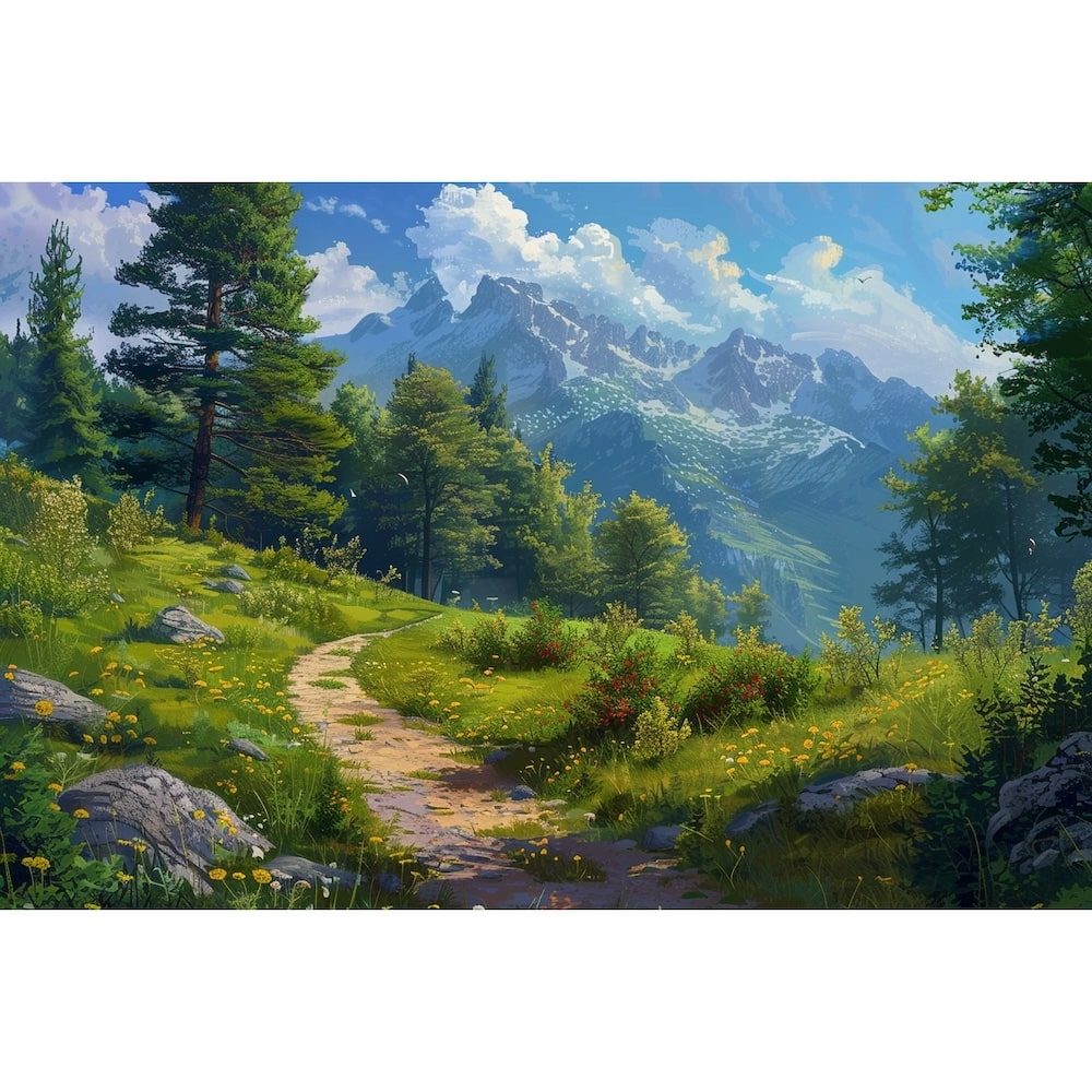 Peinture Paysage Printanier, art mural décoration nature