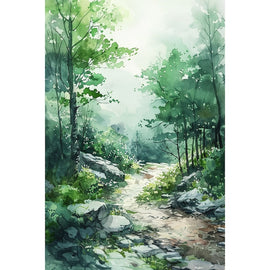 Peinture Paysage Vert, art mural décoration nature