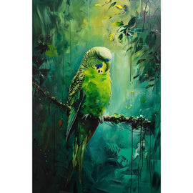 Peinture Perruche, art mural décoration nature, vue 2
