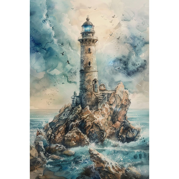 Peinture Phare Mer, art mural décoration nature