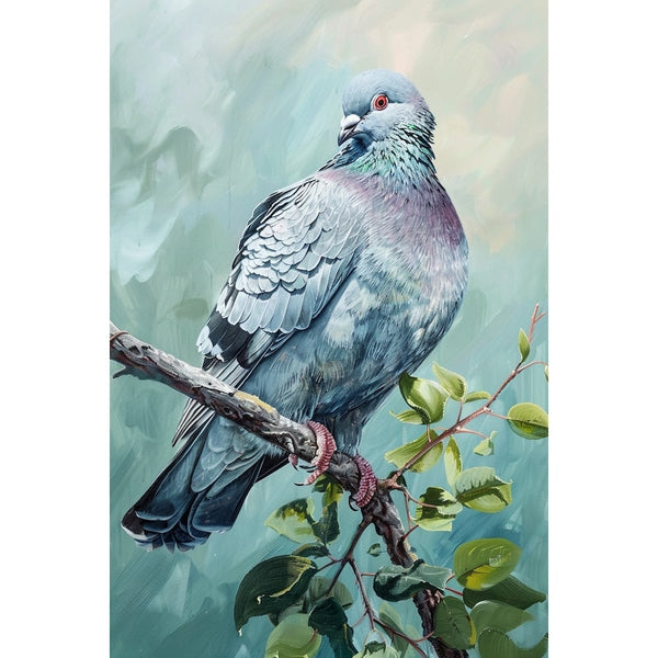 Peinture Pigeon Ramier, art mural décoration nature, vue 2
