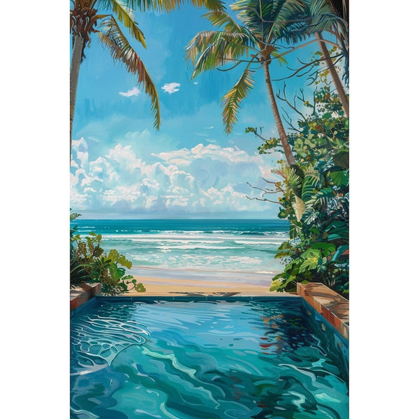 Peinture Plage Piscine, art mural décoration nature