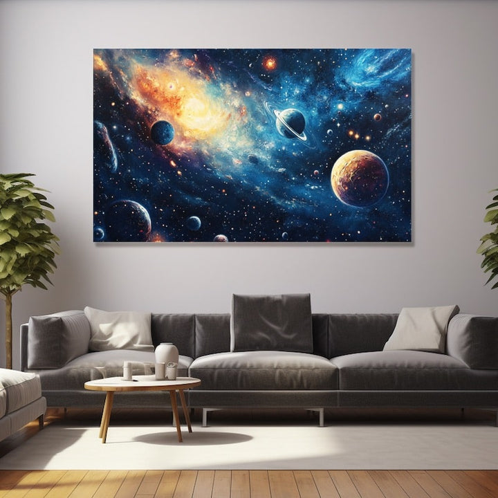Peinture Système de Mondes Célestes, art mural décoration nature