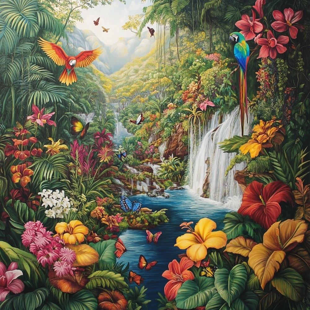 Peinture Plantes Exotiques, art mural décoration nature