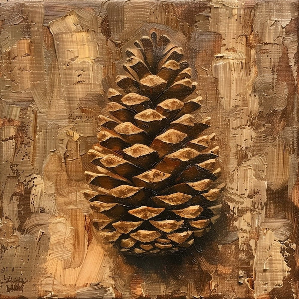 Peinture Pomme de Pin, art mural décoration nature