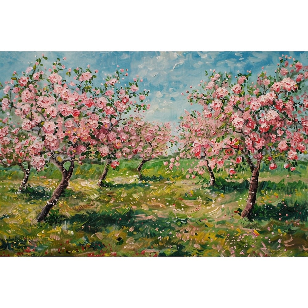 Peinture Pommiers en Fleurs, art mural décoration nature