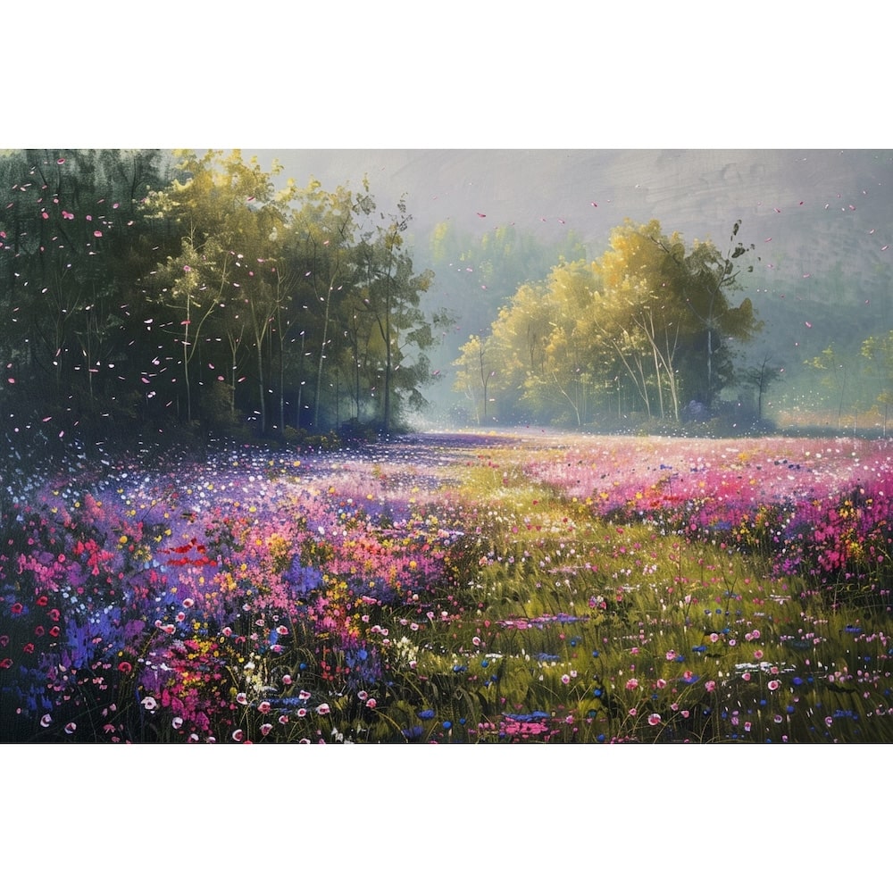 Peinture Prairies Fleuries, art mural décoration nature