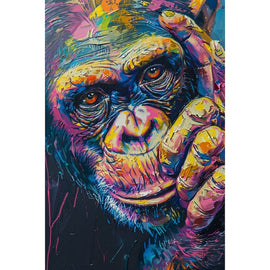 Peinture Singe Coloré, art mural décoration nature
