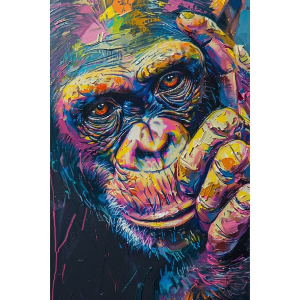 Peinture Singe Coloré, art mural décoration nature