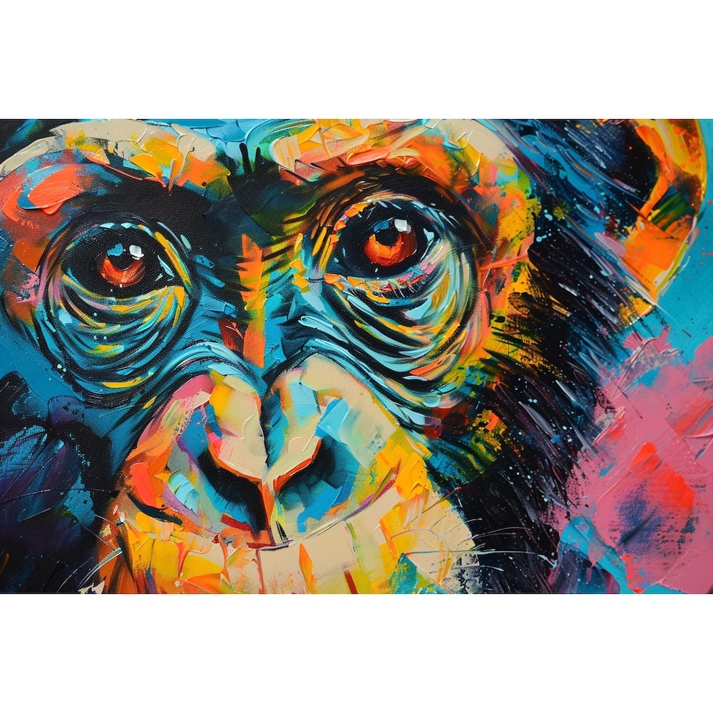 Peinture Singe Multicolore, art mural décoration nature