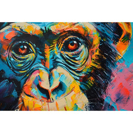Peinture Singe Multicolore, art mural décoration nature