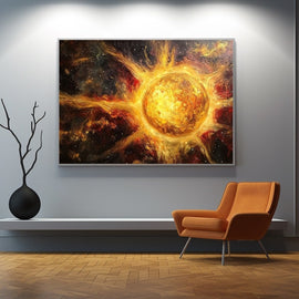 Peinture de Soleil, art mural décoration nature