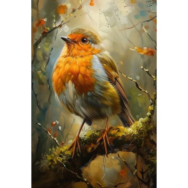 Peinture Tableau Rouge-Gorge, art mural décoration nature, vue 2