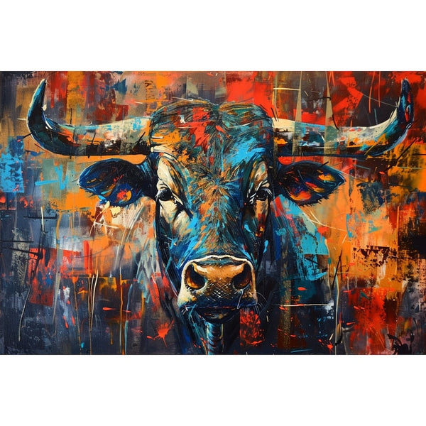 Peinture Taureau Abstrait, art mural décoration nature
