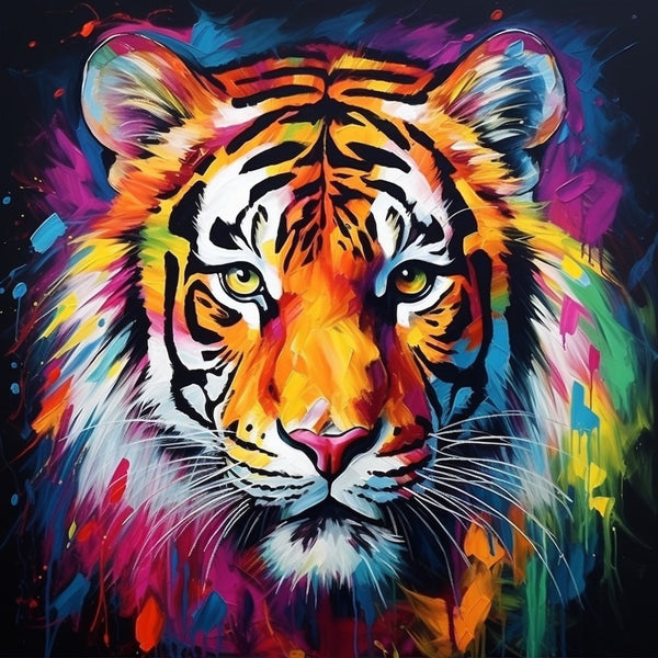 Peinture Tigre Coloré, art mural décoration nature
