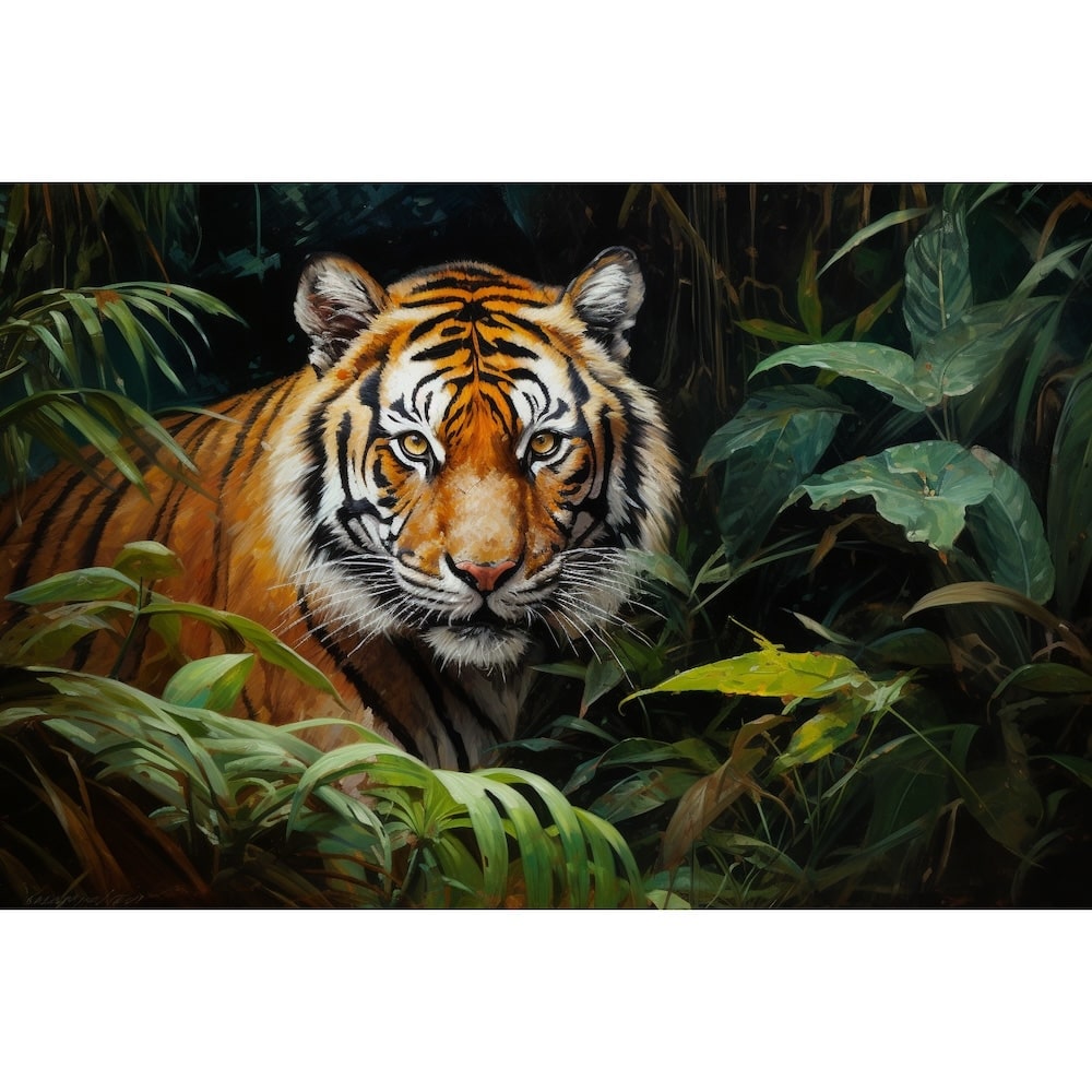 Peinture Tigre Jungle, art mural décoration nature