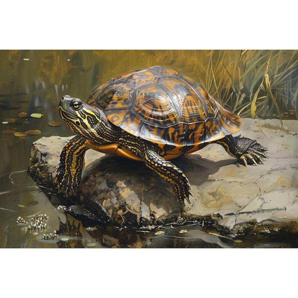 Peinture Tortue Terrestre, art mural décoration nature