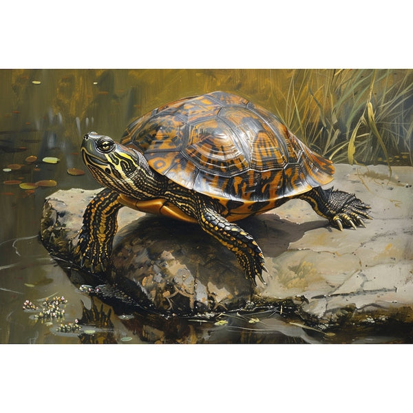 Peinture Tortue Terrestre, art mural décoration nature